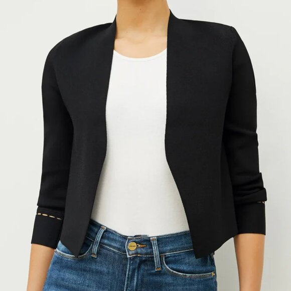 MM LaFleur The Sant Ambroeus Jardigan Black Open Front Cardigan - Picture 2 of 7